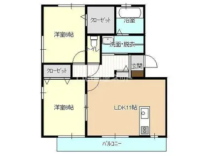 アヴェニールK2(2LDK/2階)の間取り写真