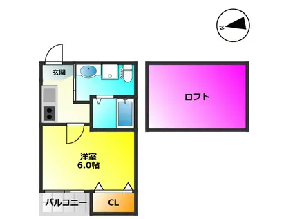 チェルカーレ大橋(1K/1階)の間取り写真