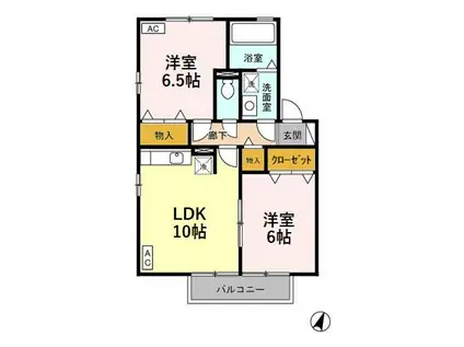 クレマチスA(2LDK/2階)の間取り写真