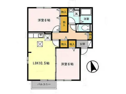 エントピアB(2LDK/1階)の間取り写真