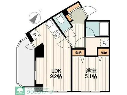 デュオ・スカーラ笹塚(1LDK/2階)の間取り写真