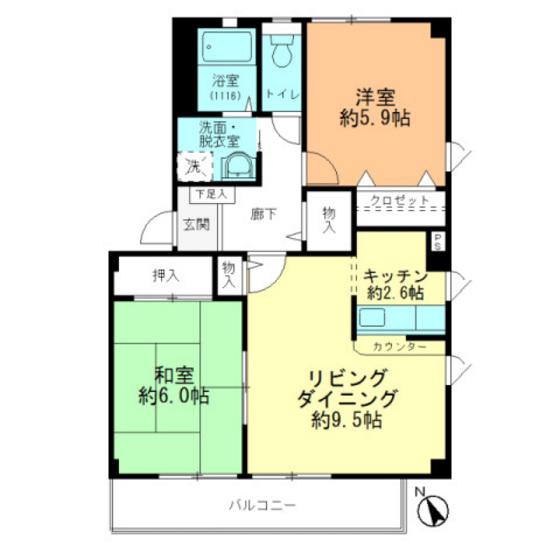 FAUBOURGI(2LDK/2階)の間取り写真
