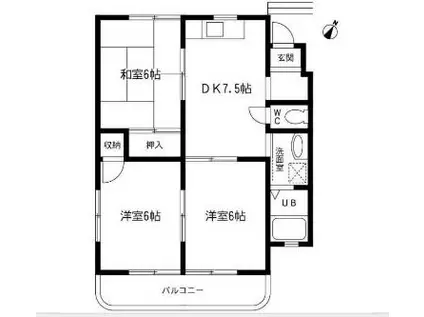 エスポワールB棟(3DK/2階)の間取り写真