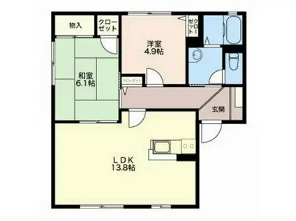 ディアス藤ノ木(2LDK/1階)の間取り写真