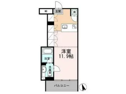 カスタリア目黒長者丸(ワンルーム/2階)の間取り写真