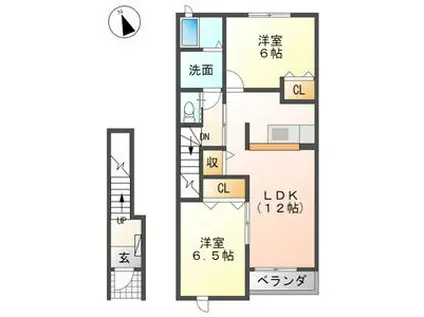 コリーヌ(2LDK/2階)の間取り写真