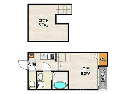 LUCE 高宮(1K/1階)の間取り写真