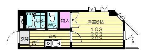 スカイヒルズ川内(1K/2階)の間取り写真