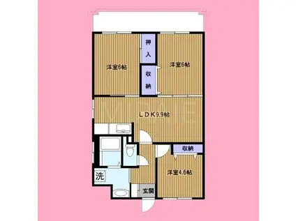 パレ・ハイブリッジ(3LDK/2階)の間取り写真