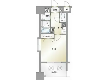 エンクレスト薬院III(1K/9階)の間取り写真