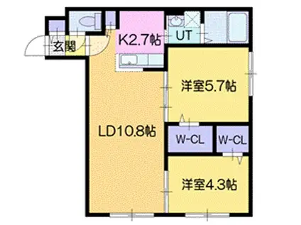 PRIMAVORTA新札幌(2LDK/2階)の間取り写真