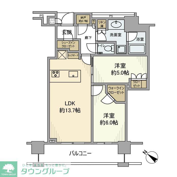 BRILLIA THE TOWER TOKYO YAESU(2LDK/3階)の間取り写真