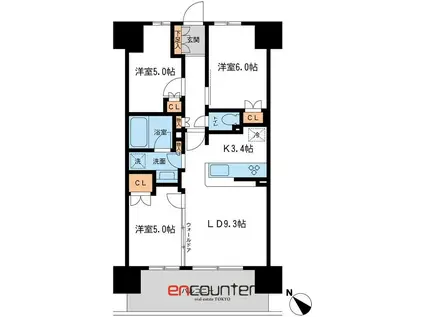 BLESS宮崎台(3LDK/10階)の間取り写真