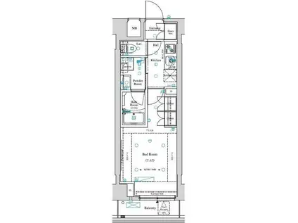 ガリシア竹ノ塚(1K/3階)の間取り写真
