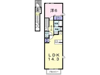 チェルシー(1LDK/2階)の間取り写真