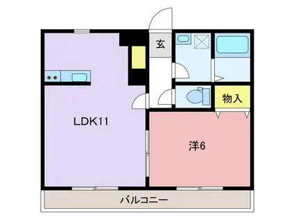 シークレフ(1LDK/2階)の間取り写真
