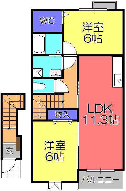 クレール聖徳C(1LDK/1階)の間取り写真