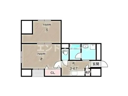 チェルキオ羅漢(2K/3階)の間取り写真