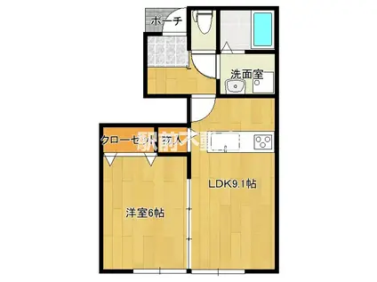 PASSO AVANTI(1LDK/1階)の間取り写真