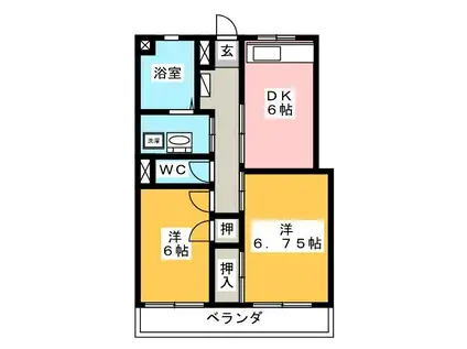 ユニテ井上(2DK/3階)の間取り写真