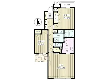 スクエア高円寺(2LDK/2階)の間取り写真