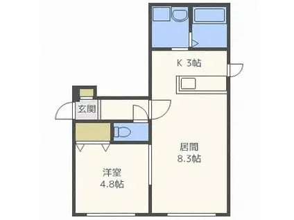 キューブ16(1LDK/4階)の間取り写真