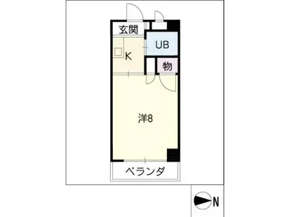 各務野ハイツⅠ(1K/3階)の間取り写真