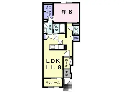クレアージュII(1LDK/1階)の間取り写真