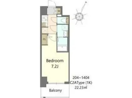 S-RESIDENCE大和田ALINE(1K/2階)の間取り写真