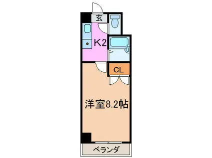 アリビオ折尾(1K/8階)の間取り写真