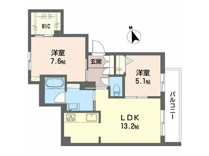 ラ メゾン 大門(2LDK/2階)の間取り写真