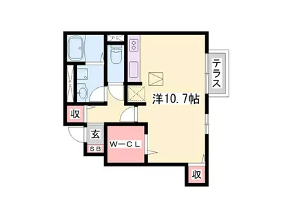 メゾンコートきらり(ワンルーム/1階)の間取り写真