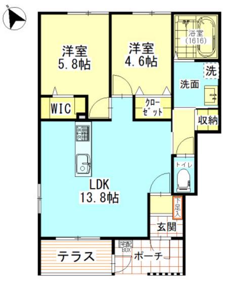 アルクス長束(2LDK/1階)の間取り写真