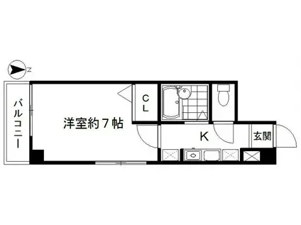 メゾン・オギノ(1K/4階)の間取り写真