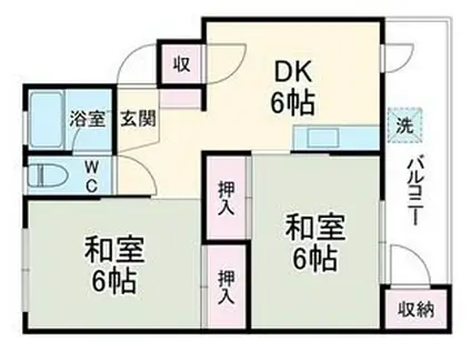 アシスト甲府マンション(2DK/4階)の間取り写真