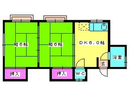 岡本荘(2DK/1階)の間取り写真