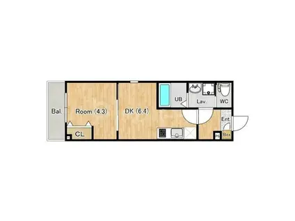 ジーメゾン中葛西ローリエ(1DK/3階)の間取り写真