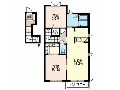 ネージュ・K(2LDK/2階)の間取り写真