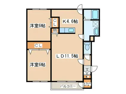 シンフォニー(2LDK/3階)の間取り写真