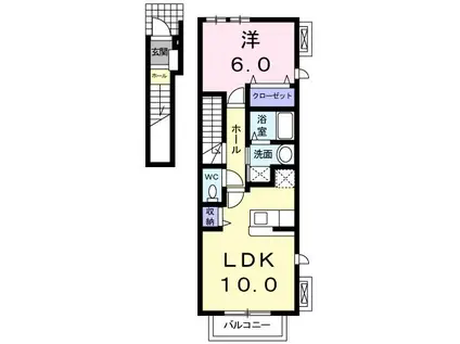 フォーリスト(1LDK/2階)の間取り写真