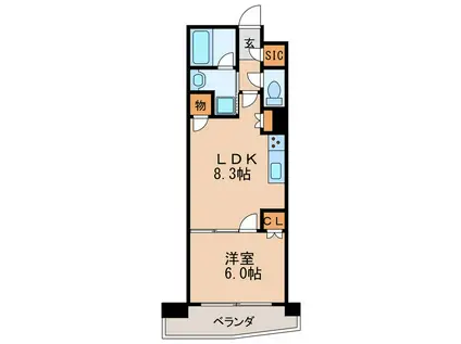 LA VITA AOI(1LDK/9階)の間取り写真