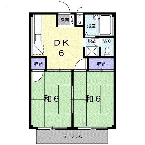 シティーハイツ中川 A(2DK/1階)の間取り写真