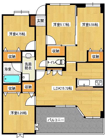 クレスト東本浦(4LDK/5階)の間取り写真