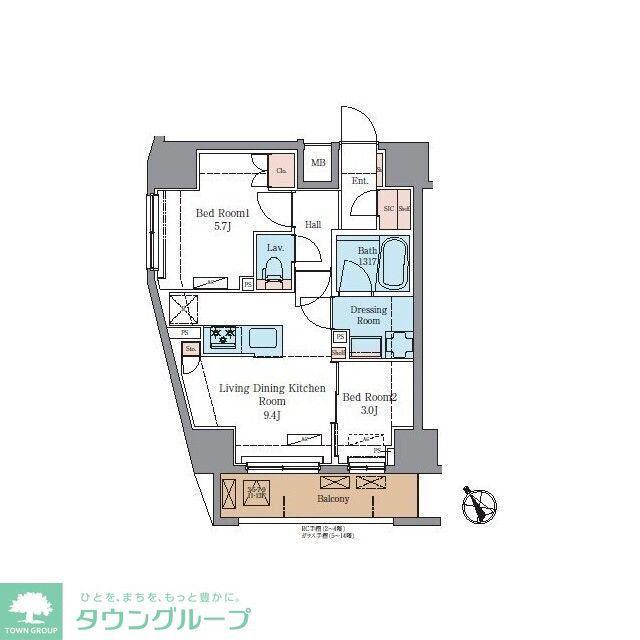 ラグゼナ北千住II(2LDK/5階)の間取り写真