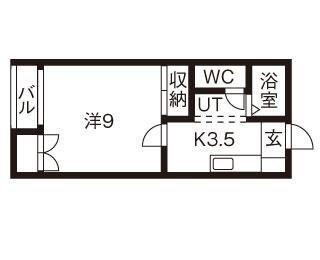 プレジール(1K/2階)の間取り写真