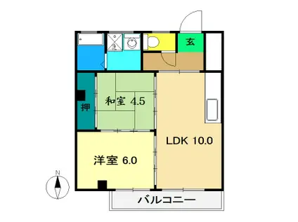 ラフィネ西秦(2LDK/3階)の間取り写真