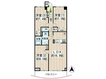 リブレスト川崎(3LDK/5階)の間取り写真