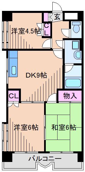 メジャーモ広町(3DK/2階)の間取り写真
