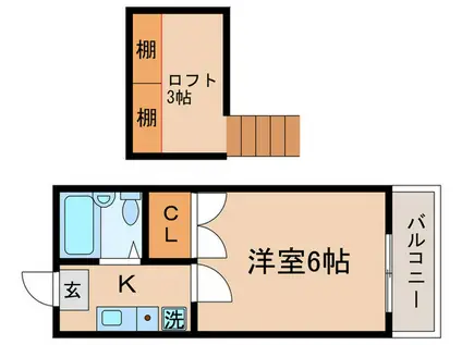 サンライズハイツ(1K/2階)の間取り写真
