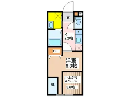 GROUND BASE 北深志(1K/2階)の間取り写真